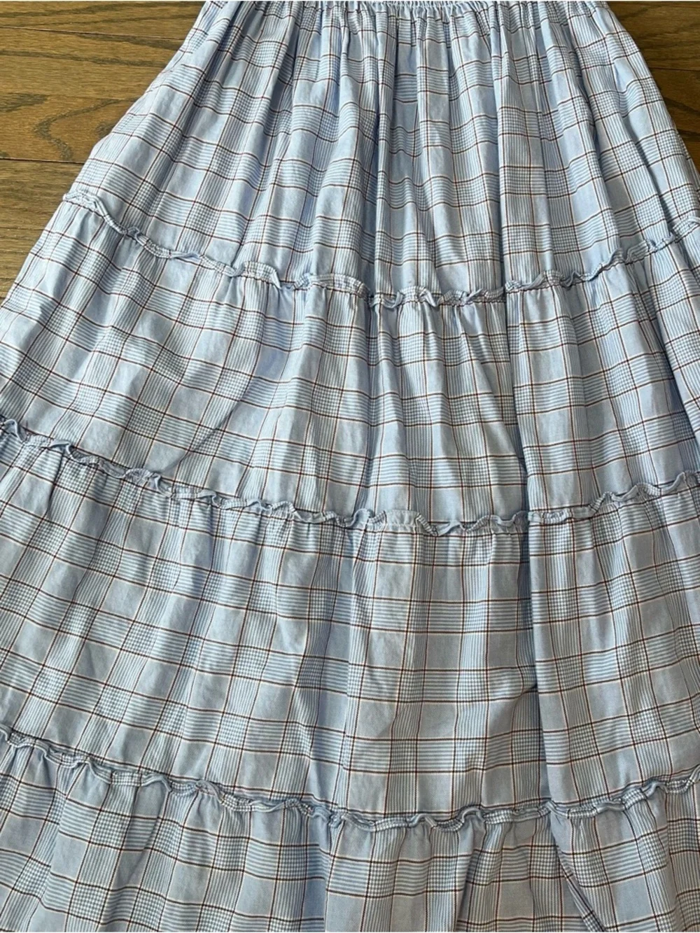 Hill House Nesli Nap Dress Puff Sleeve Square Neck Tiered Plaid Small Coquette - Picture 6 of 8